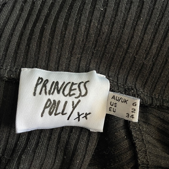 Princess Polly Black Ribbed Mock Neck Long Sleeve Dress - Size 2 - Picture 2 of 5